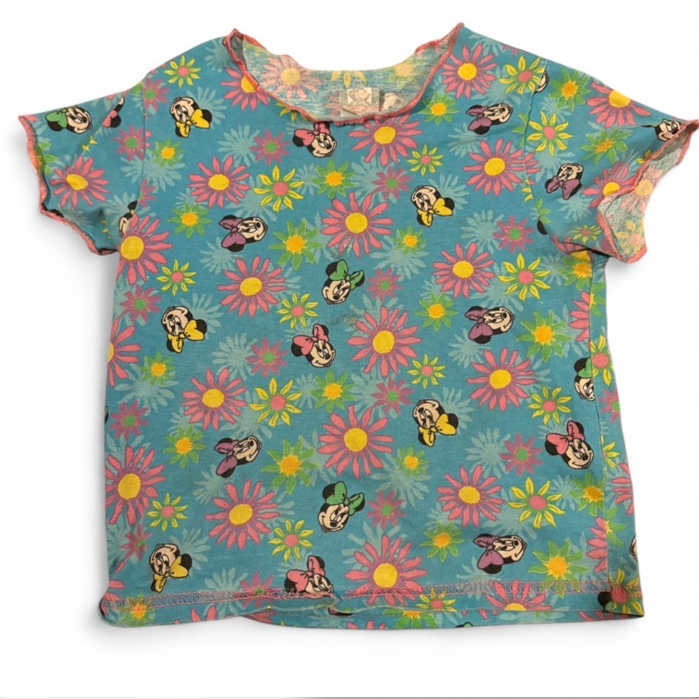 Vintage Minnie Mouse Floral Toddler Shirt Disney All Over Print Retro Tee
